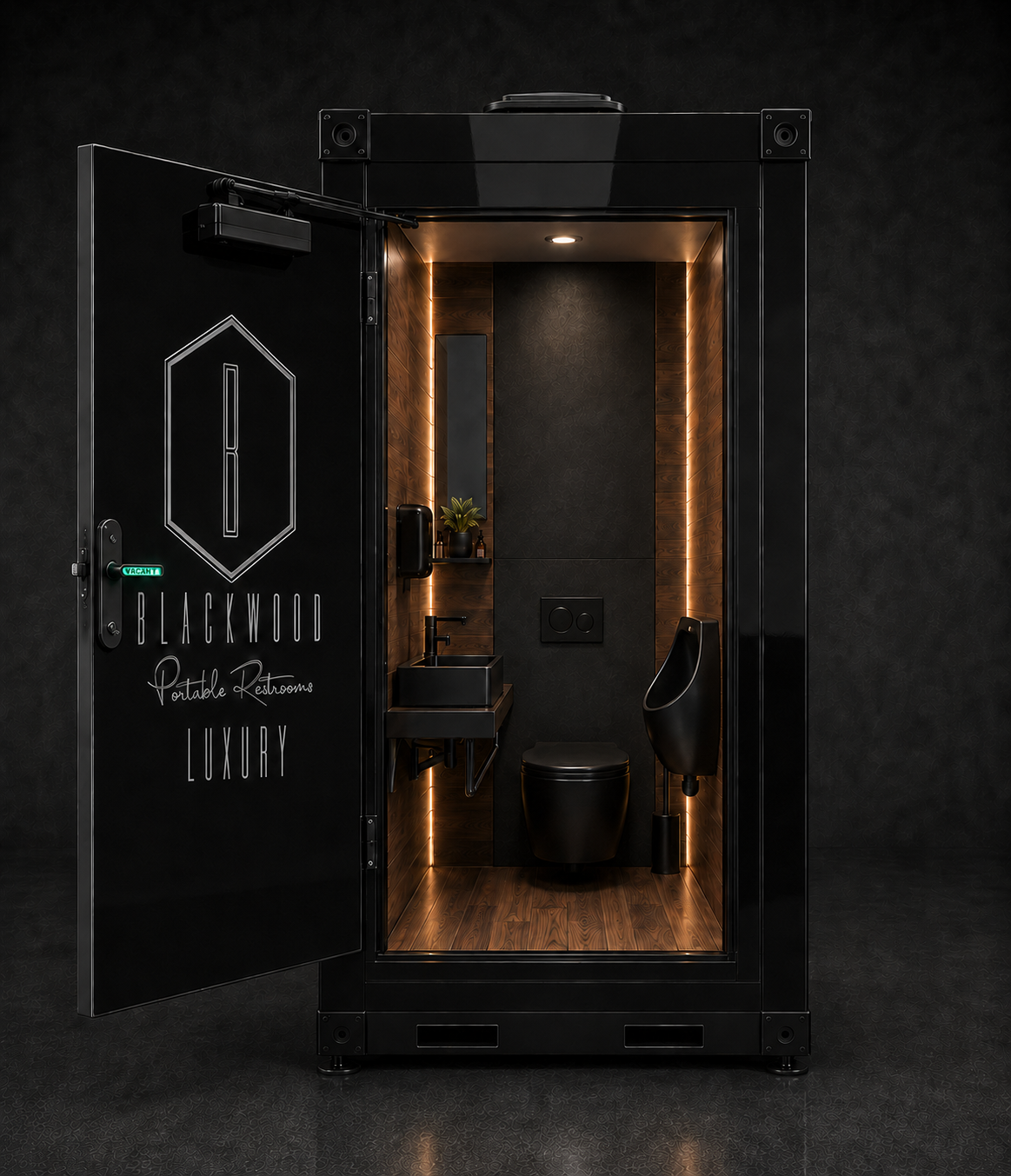 Blackwood luxury single restroom with the door open