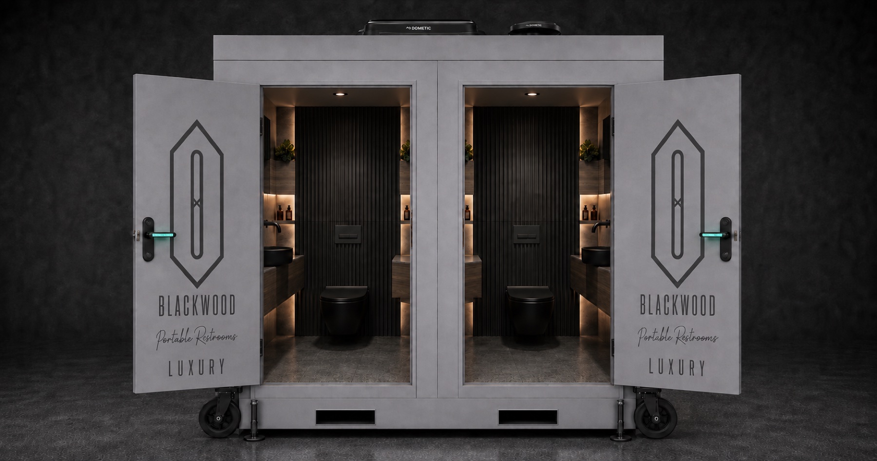 Blackwood luxury restroom with dark premium interior