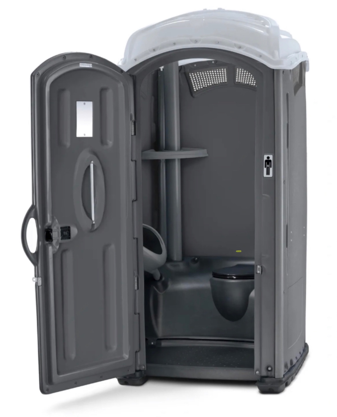 Gray standard portable restroom interior